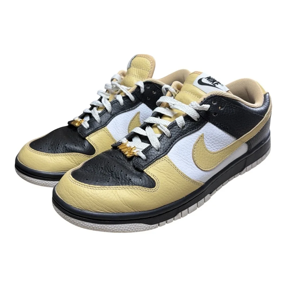 Nike Dunk Low Buff Gold Black White Tumbled Leather Sneakers DV7210-700‎